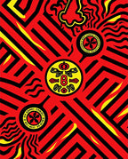 Bold Red Geometric Emblem Rug