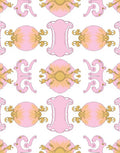 Pink Golden Baroque Oval Medallion Rug