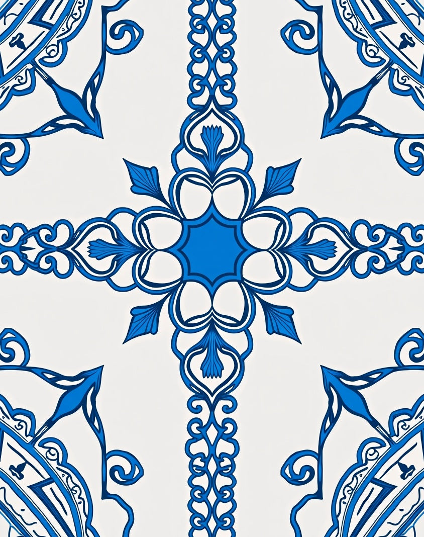 Royal Blue Intricate Filigree Mandala Rug