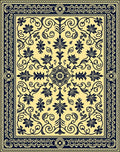 Traditional Yellow Blue Floral Center Medallion Rug