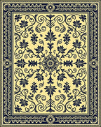 Traditional Yellow Blue Floral Center Medallion Rug