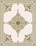Antique Gold Ornate Floral Medallion Rug