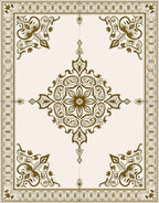 Antique Gold Ornate Floral Medallion Rug