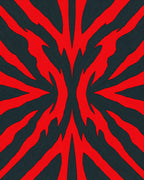 Bold Red Jagged Radiating Lines Rug