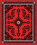 Crimson Black Abstract Symmetrical Ornament Rug