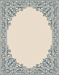 Ornate Navy Blue Classic Scroll Border Rug