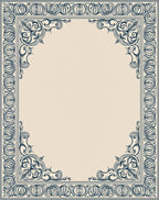 Ornate Navy Blue Classic Scroll Border Rug