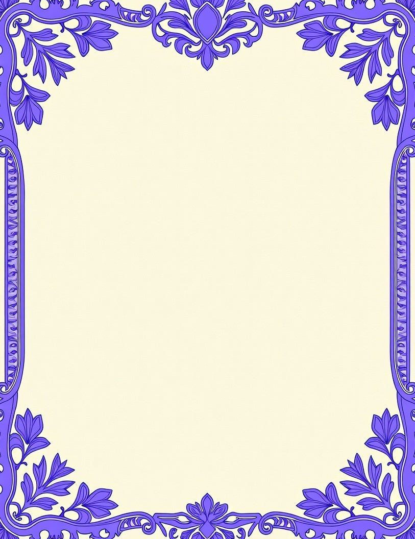 Lavender Floral Scrollwork Frame Rug
