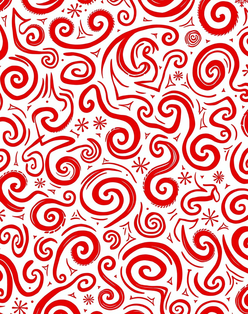 Bold Red Swirl Curlicue Abstraction Rug