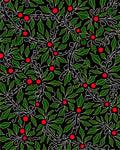Black Green Holly Berry Branch Rug