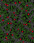 Black Green Holly Berry Branch Rug