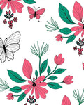 Pink Floral Butterfly Garden Whimsical Rug