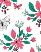 Pink Floral Butterfly Garden Whimsical Rug