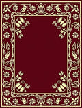 Crimson Cream Floral Bordered Frame Rug
