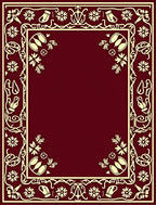 Crimson Cream Floral Bordered Frame Rug