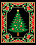 Festive Red Green Star Christmas Tree Rug