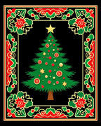 Festive Red Green Star Christmas Tree Rug