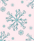 Teal Falling Snowflakes on Pink Background Rug