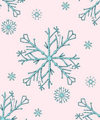Teal Falling Snowflakes on Pink Background Rug
