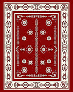 Crimson Ivory Ornate Floral Medallion Rug