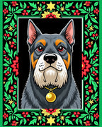 Festive Floral Dog Portrait Artwork Rug