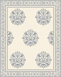 Pale Gray Floral Medallion Border Rug