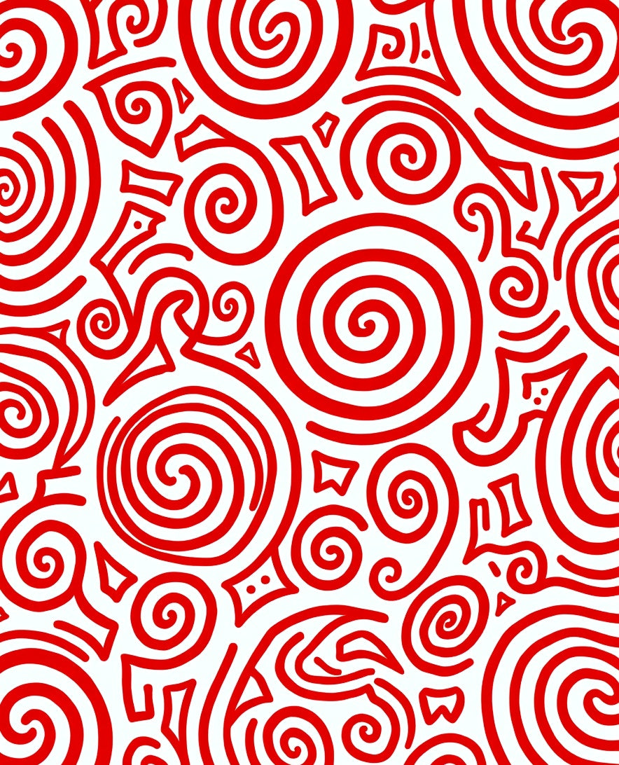 Dynamic Red Swirl Spiral Flow Rug