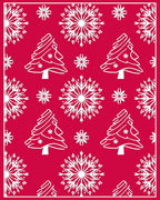 Red White Snowflake Christmas Tree Rug