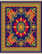 Bold Red Yellow Elephant Medallion Rug