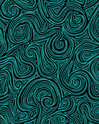 Cyan Swirls and Triangles Abstract Art Rug