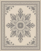 Elaborate Beige Floral Medallion Border Rug