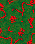Christmas Green Red Holly Branch Rug