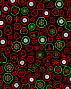 Whimsical Red Green Abstract Shapes Rug
