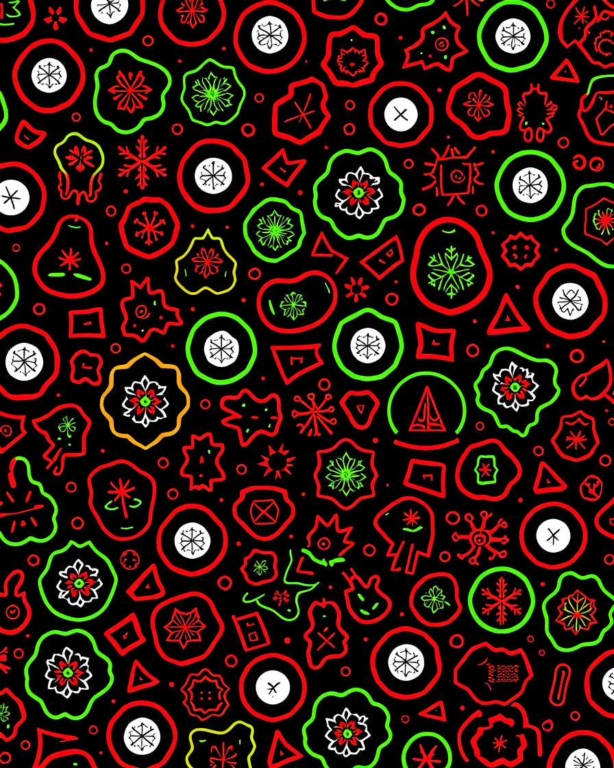 Whimsical Red Green Abstract Shapes Rug