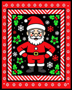 Jolly Santa Claus with Holly Snowflakes Rug