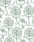 Vintage Green Art Nouveau Floral Rug