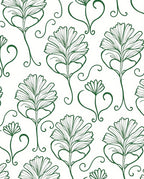 Vintage Green Art Nouveau Floral Rug