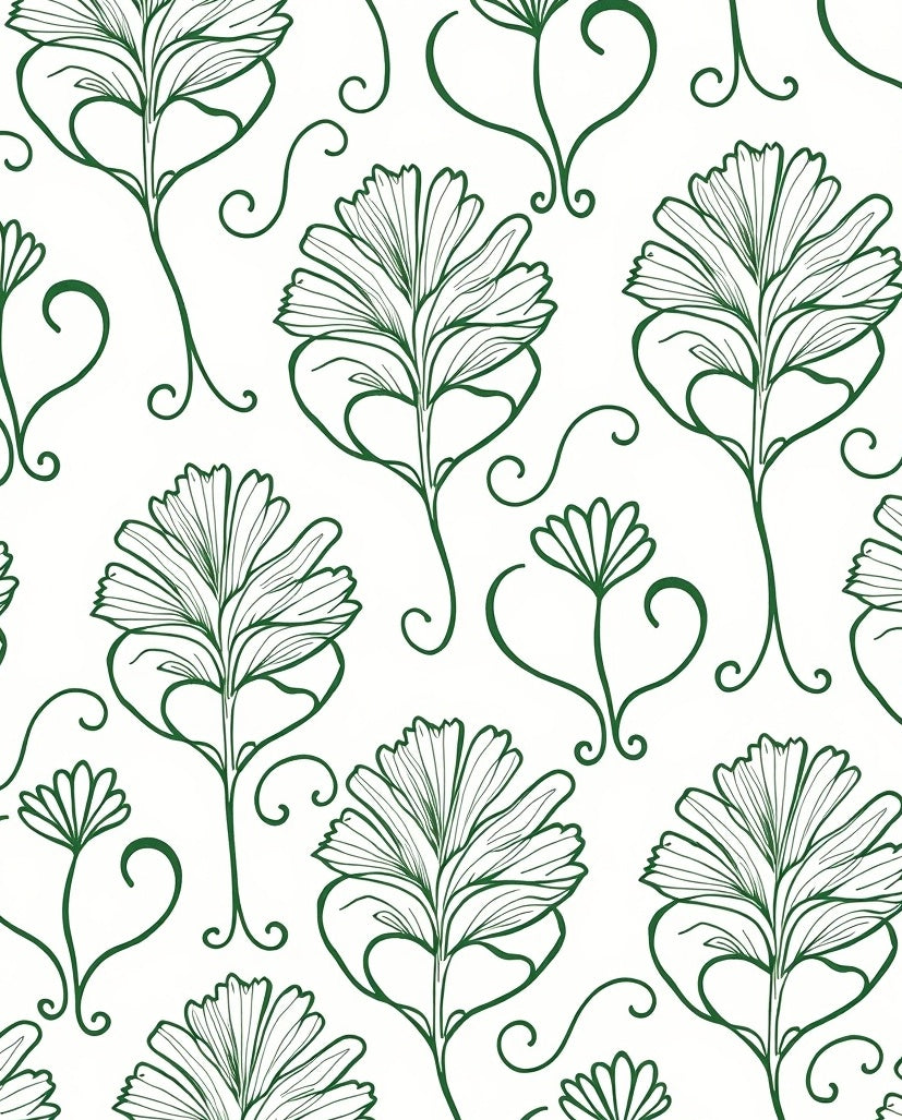 Vintage Green Art Nouveau Floral Rug