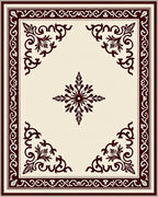 Rich Crimson Ornate Scrollwork Medallion Rug