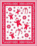 Red Gingerbread Candy Cane Snowflakes Rug