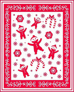 Red Gingerbread Candy Cane Snowflakes Rug