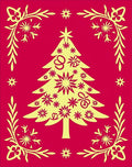 Festive Crimson Yellow Christmas Tree Rug