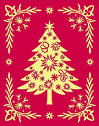 Festive Crimson Yellow Christmas Tree Rug