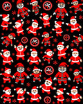Jolly Santas Black Red Whimsical Holiday Rug
