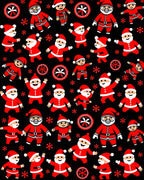 Jolly Santas Black Red Whimsical Holiday Rug