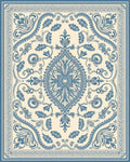 Elaborate Blue Floral Medallion Cream Rug