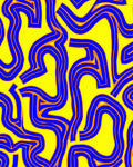 Electric Yellow Blue Curving Abstract Rug