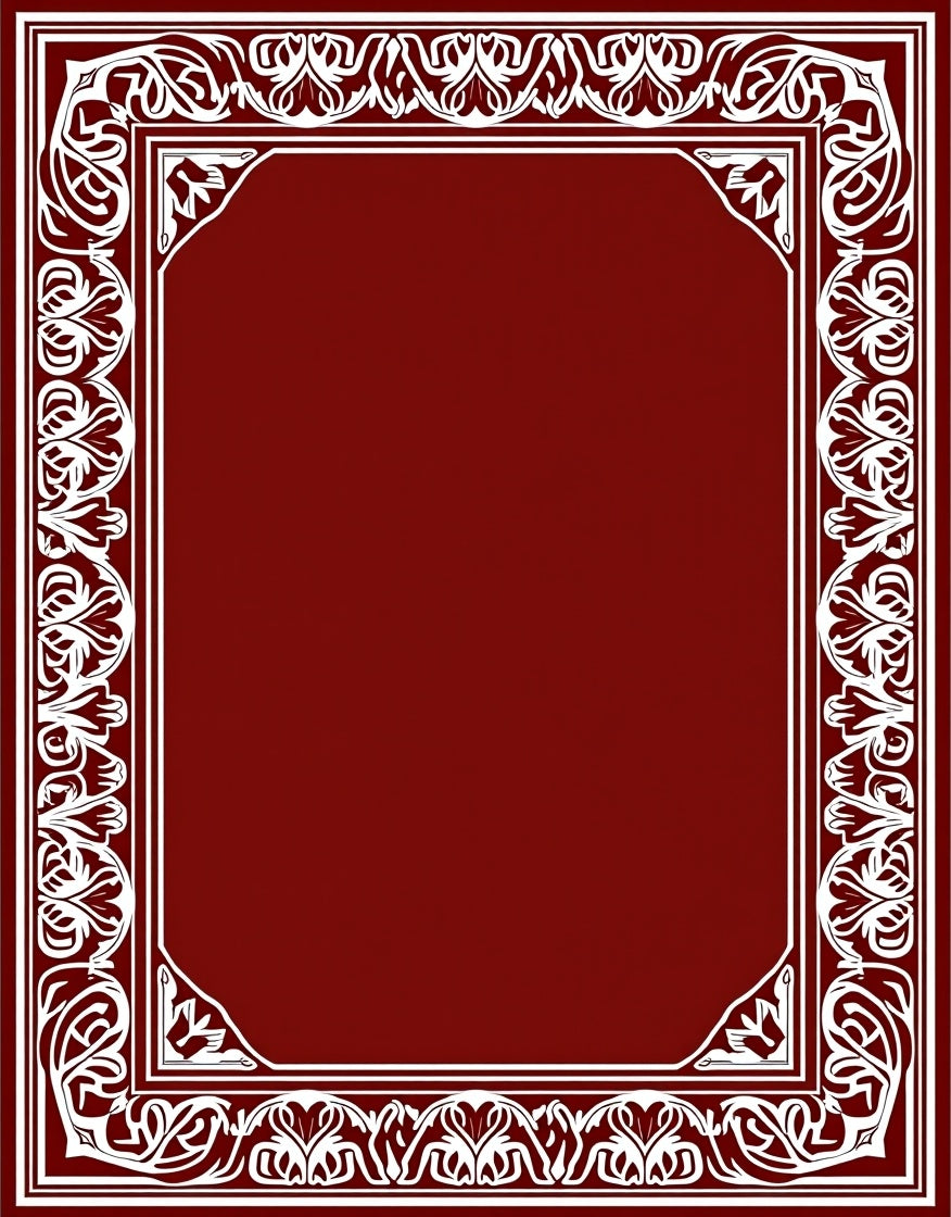 Rich Garnet White Floral Scrollwork Border Rug