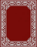 Rich Garnet White Floral Scrollwork Border Rug