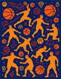 Orange Basketball Players Dynamic Action Rug